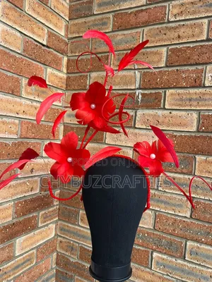 Red Feathery Facinator