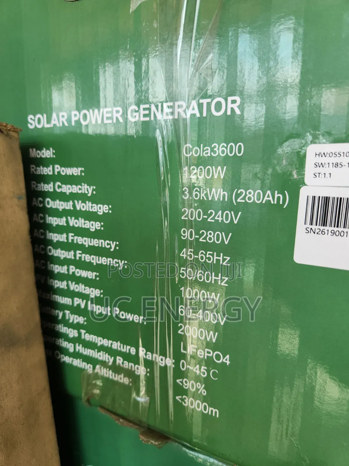 3.6kwh Cola Solar Generator