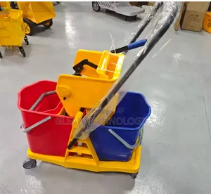 Commercial Double-Bucket Mop Wringer Trolley