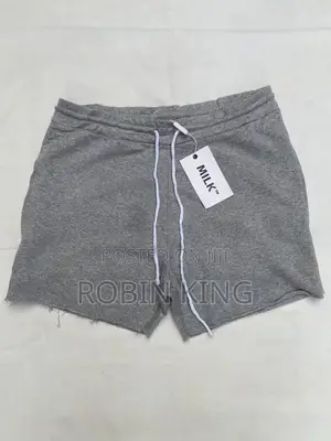 MILK Gray Raw Edge Fleece Sweat Shorts Size Medium M