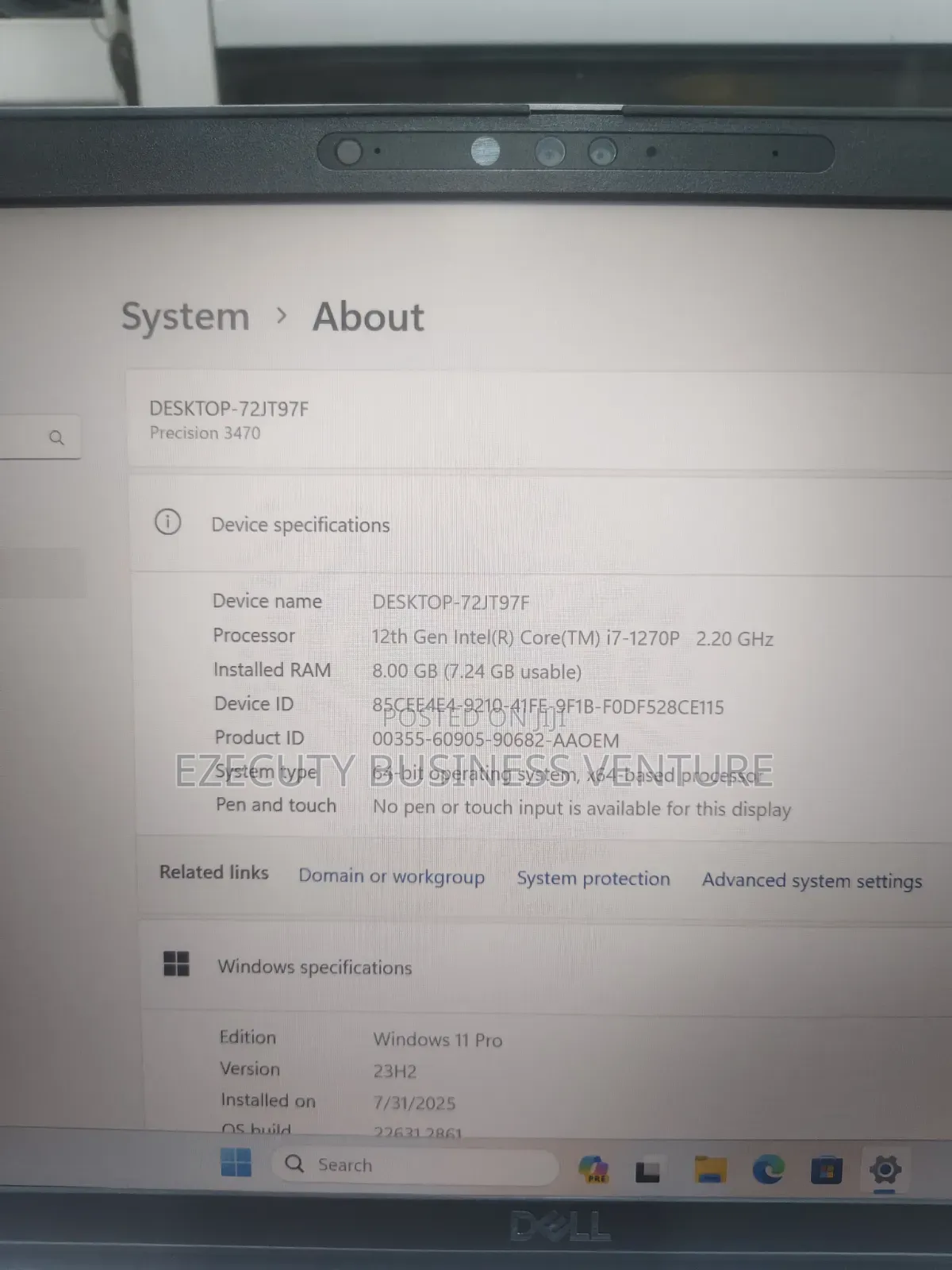 Laptop Dell 8GB Intel Core i7 SSD 256GB