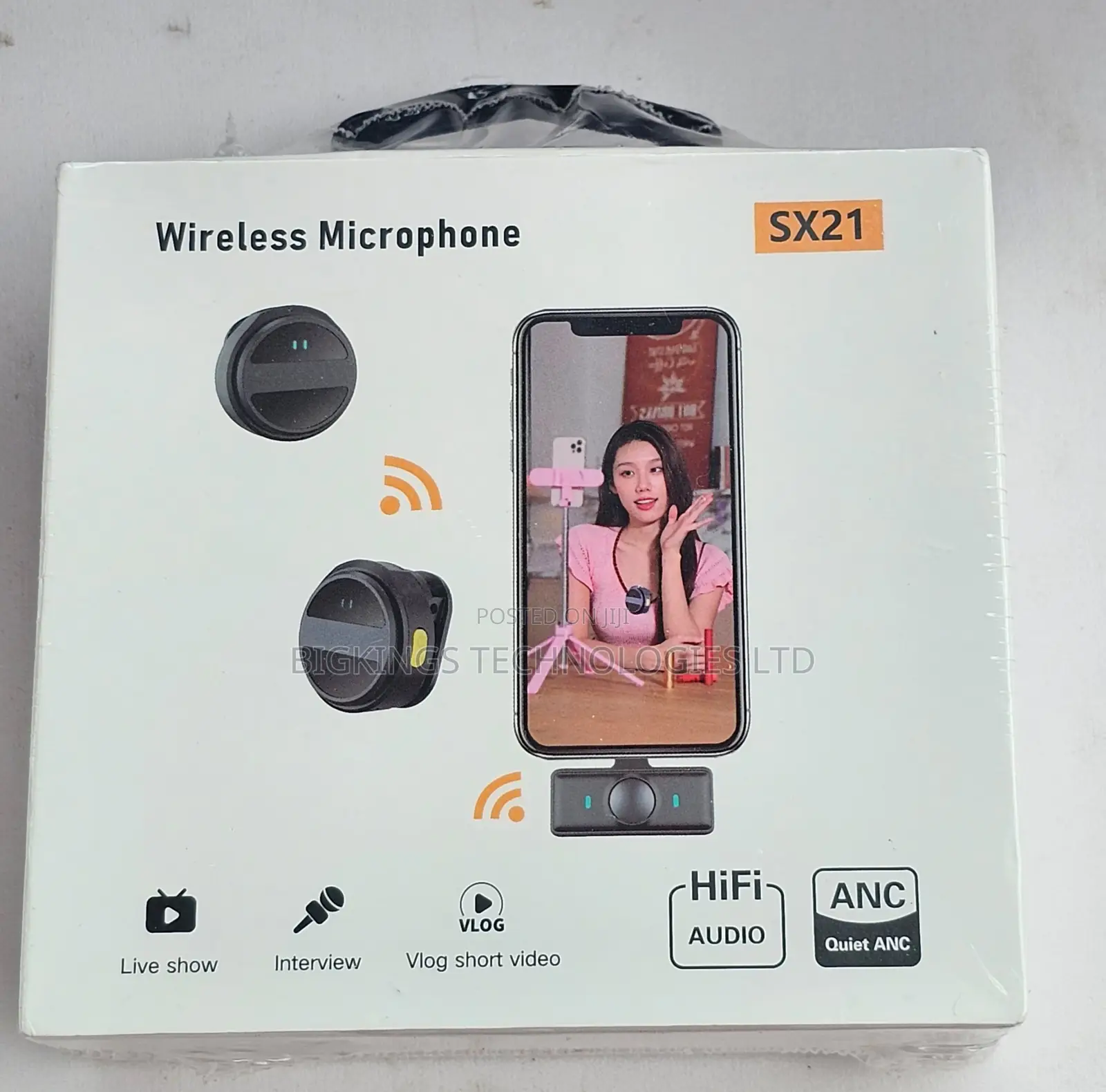 SX21 2-in-1 Dual Lapel Wireless Microphone System ANC for iPhone