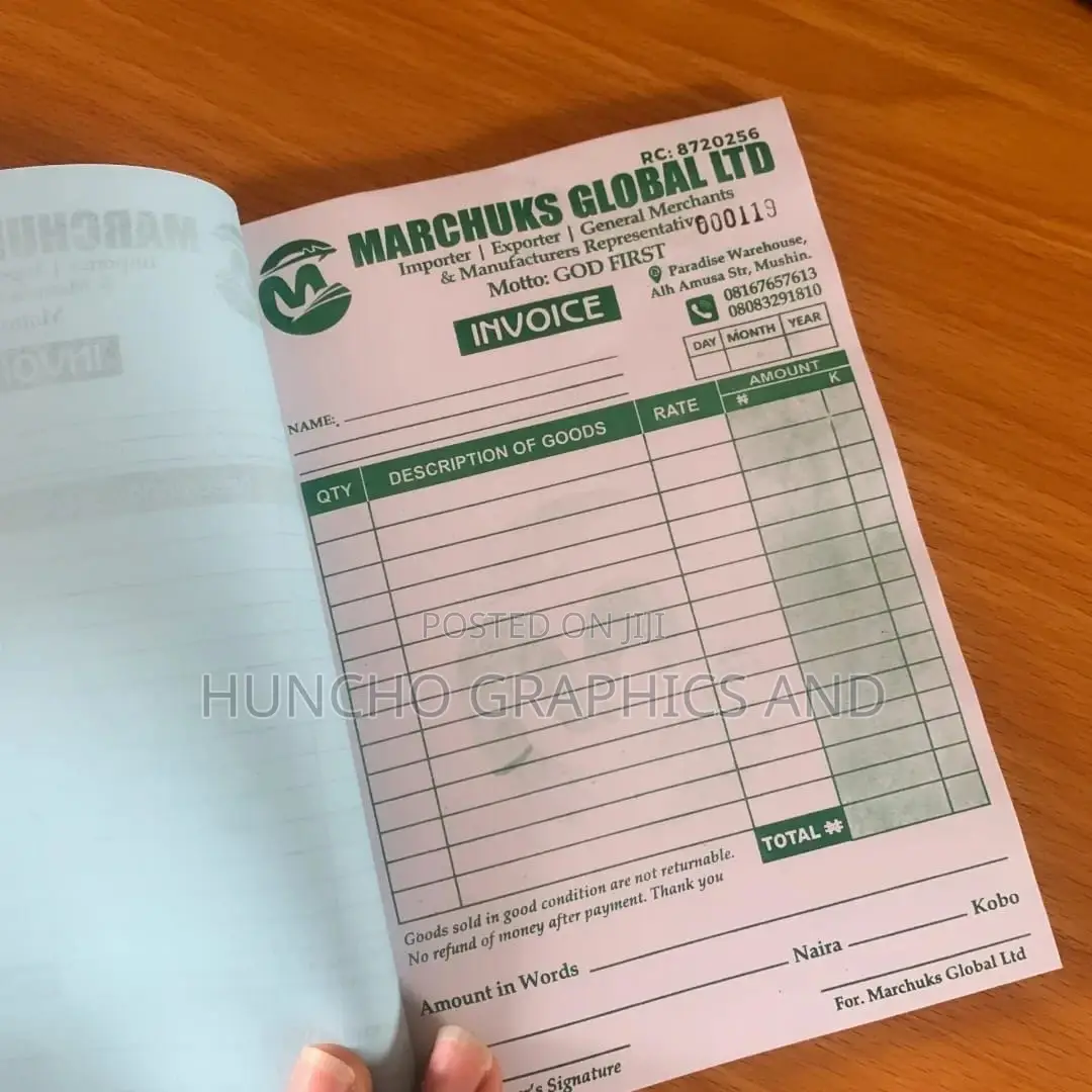 Custom Invoice and Receipt Booklet Design and Printing