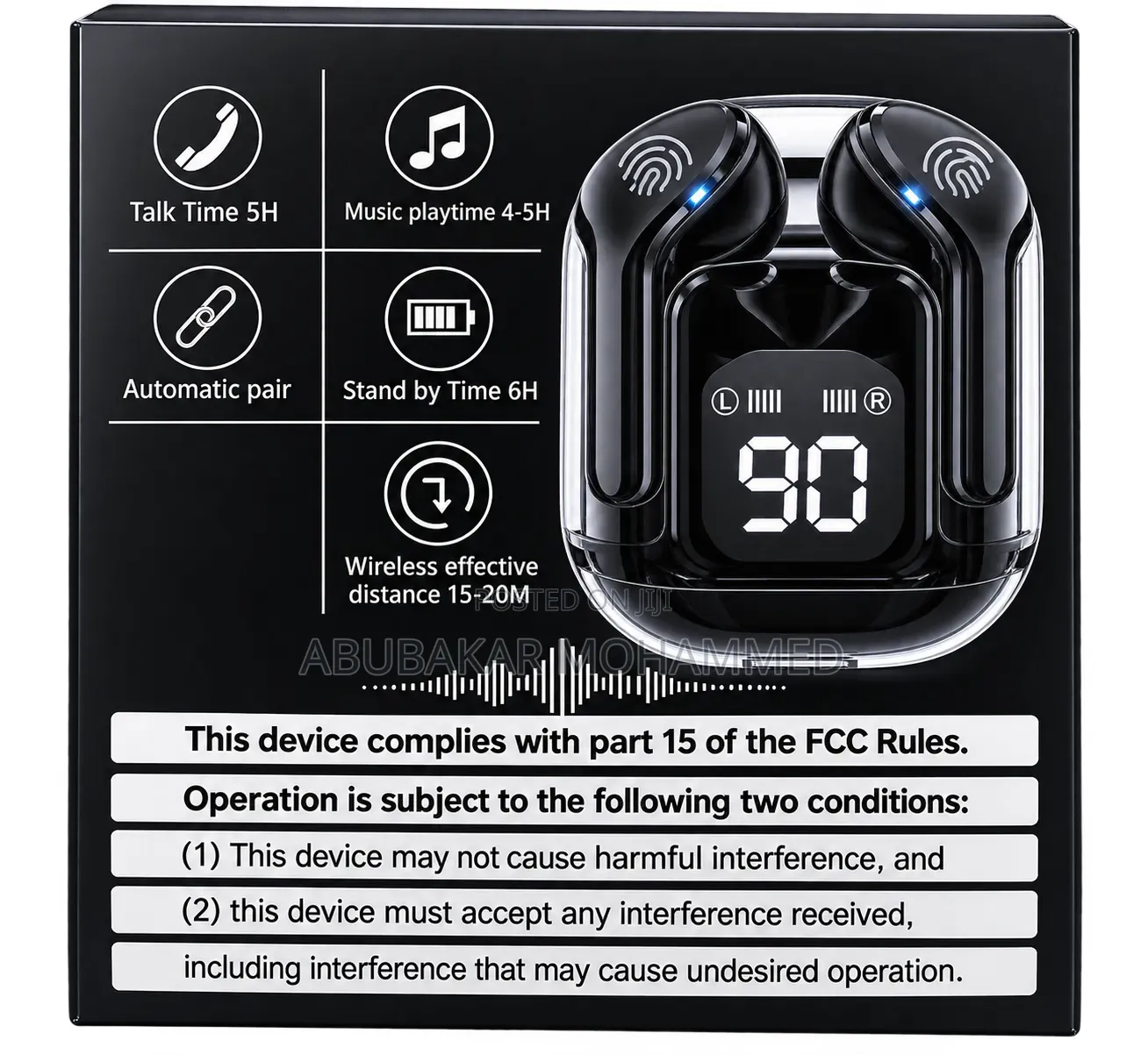Wireless Bluetooth Earbuds With Digital Display