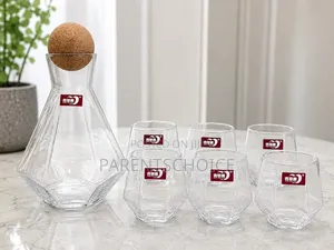 7-Piece Deli Glass Diamond Water Set-330ml 6pc Cups/1.34l Jug