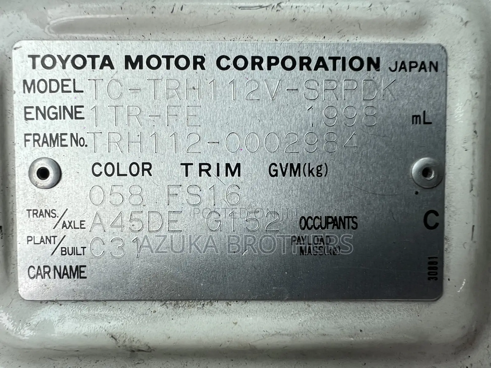 Toyota HiAce 1999 White