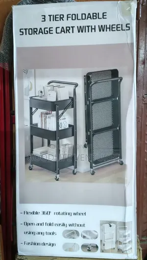 3 Tier Foldable Storage Cart With Wheels