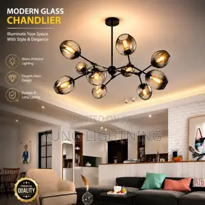 Modern Luxury Smoked Glass Chandelier Elegant LED Ceiling Light