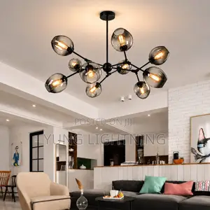 Modern Luxury Smoked Glass Chandelier Elegant LED Ceiling Light