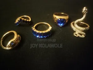 Trendy Knuckle Rings, Gold, Blue Stone Color