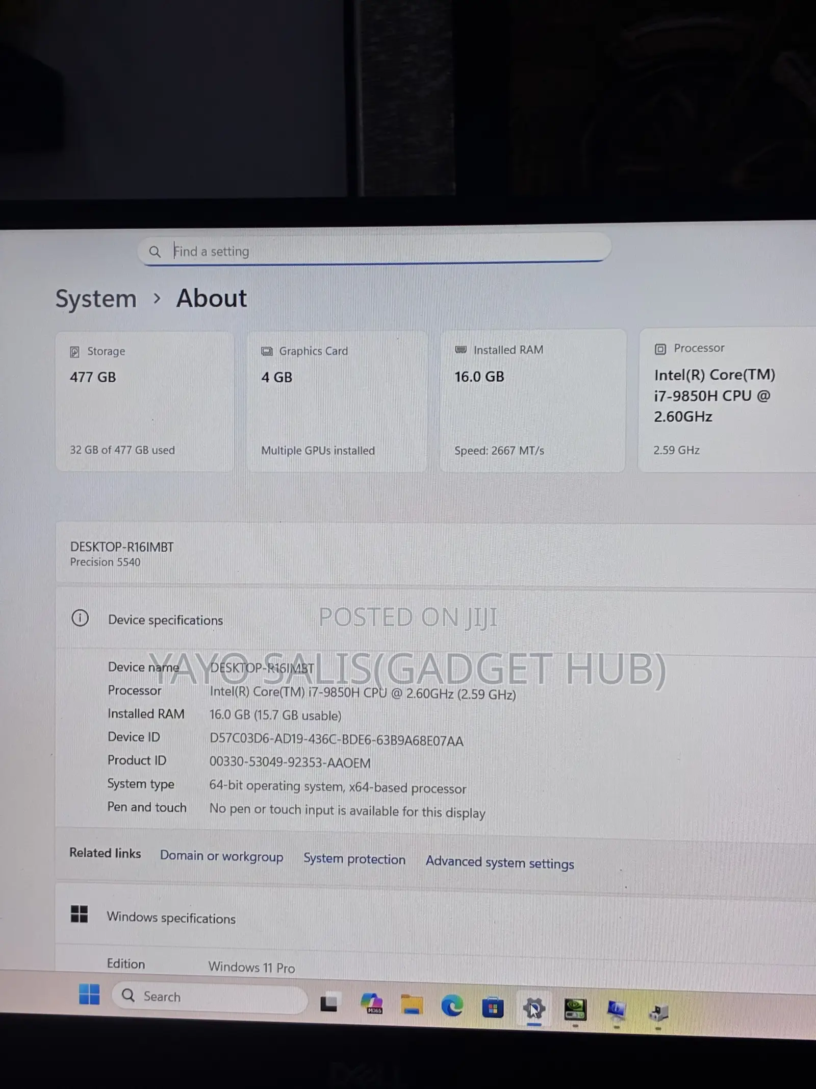 Laptop Dell Precision 5540 16GB Intel Core i7 SSD 512GB