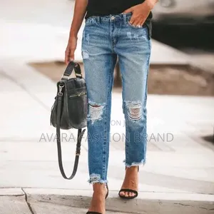 Ripped High Waist Jeans for Women