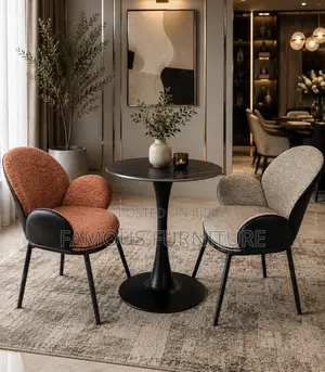 2-Seater Café Dining Set With an Orange Upholstered Armchair,