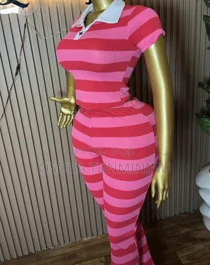 Pink & Red Striped Two-Piece Set