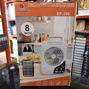 8" Easy Power Rechargeable Mini Table Solar Fan