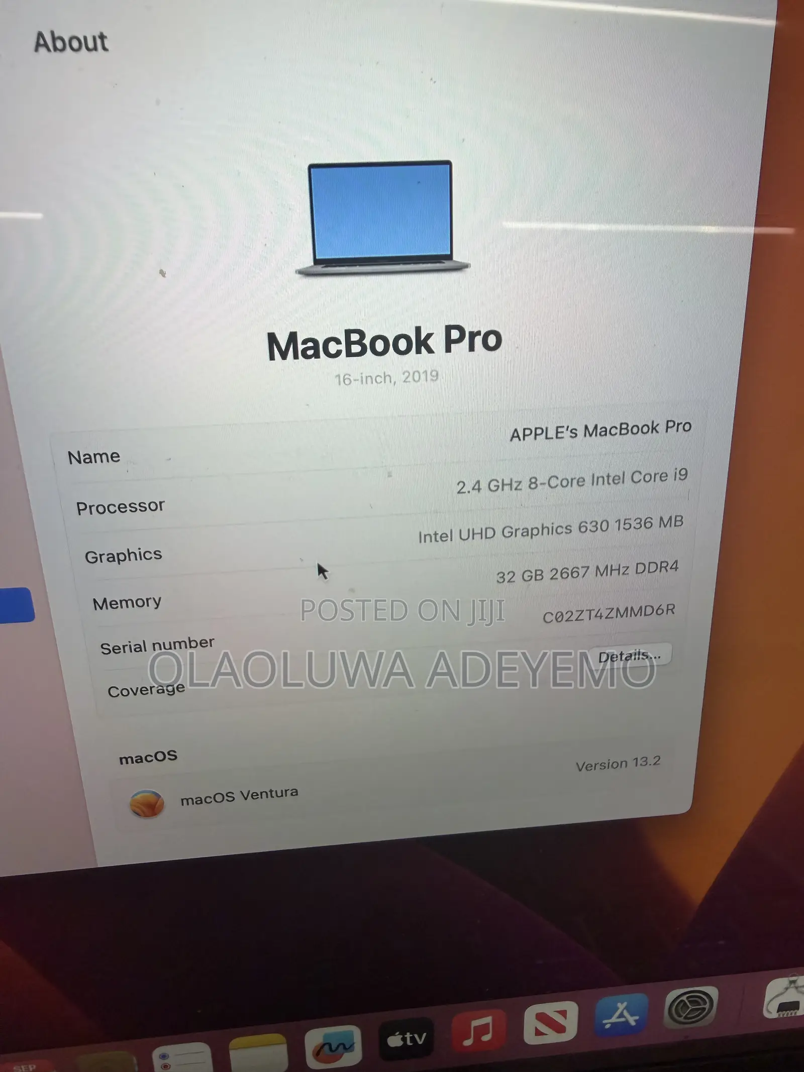 Laptop Apple MacBook Pro 2019 32GB Intel Core i9 SSD 1T