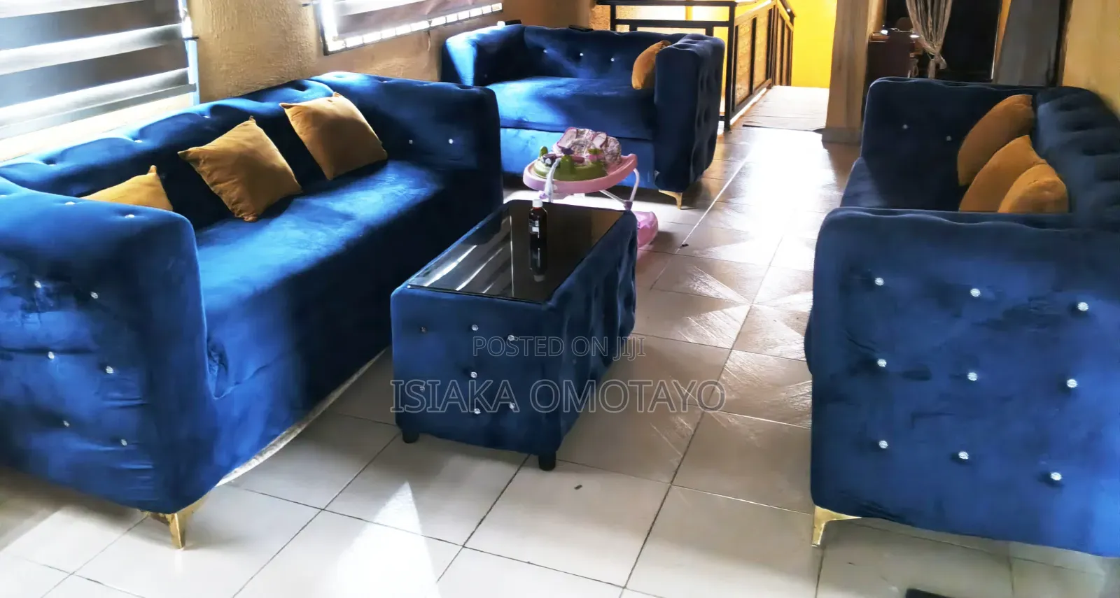 Sofa Set & Glass Top Table