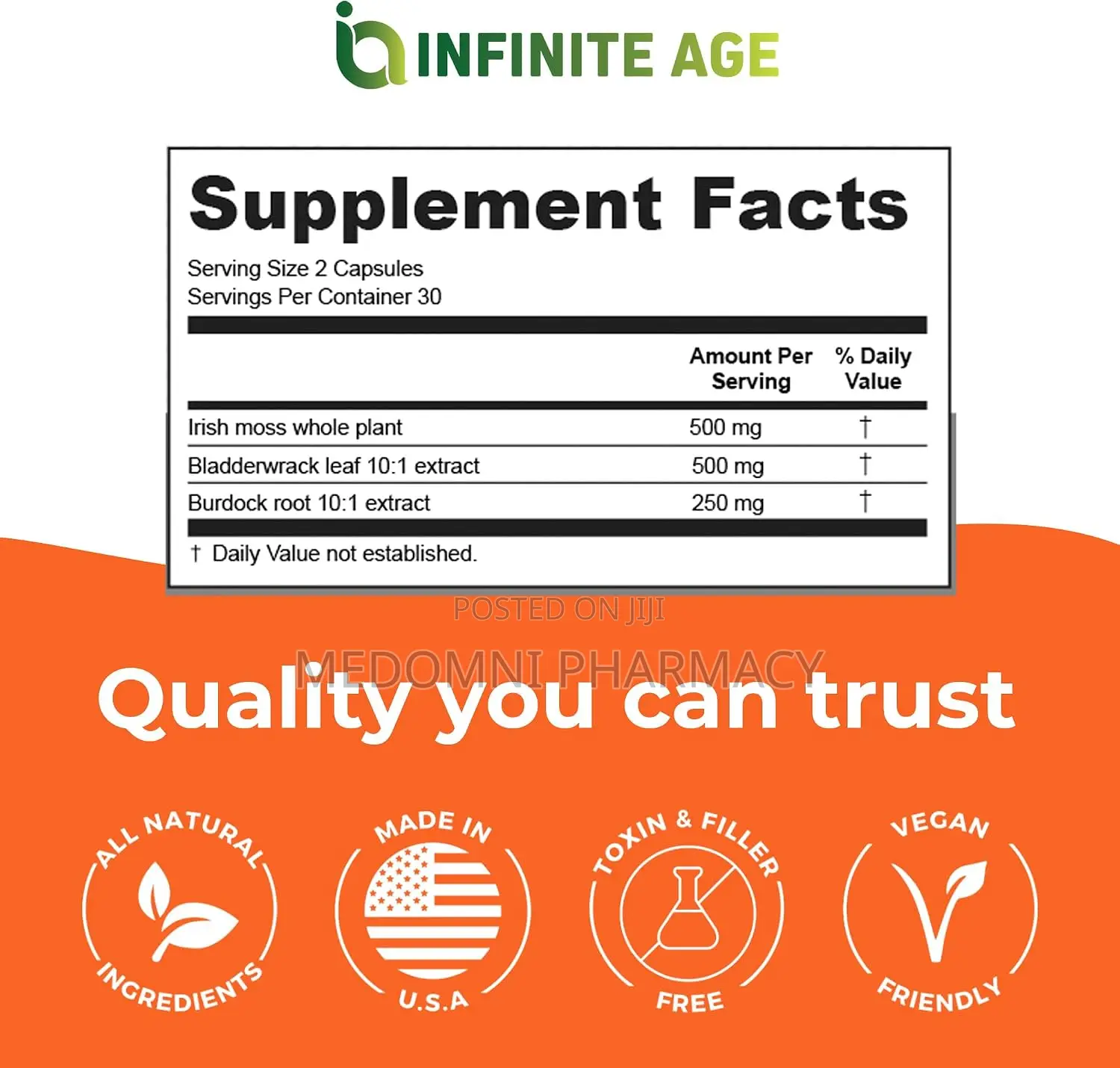 Infinite Age Sea Moss Advanced 1250mg - 60 Veggie Capsules