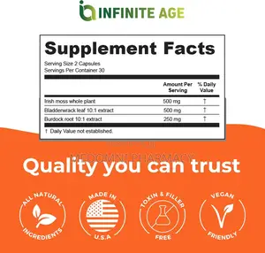 Infinite Age Sea Moss Advanced 1250mg - 60 Veggie Capsules
