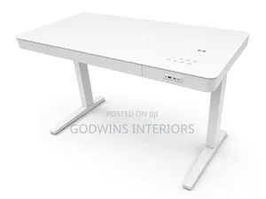 Glass Top Adjustable Height Office Desk
