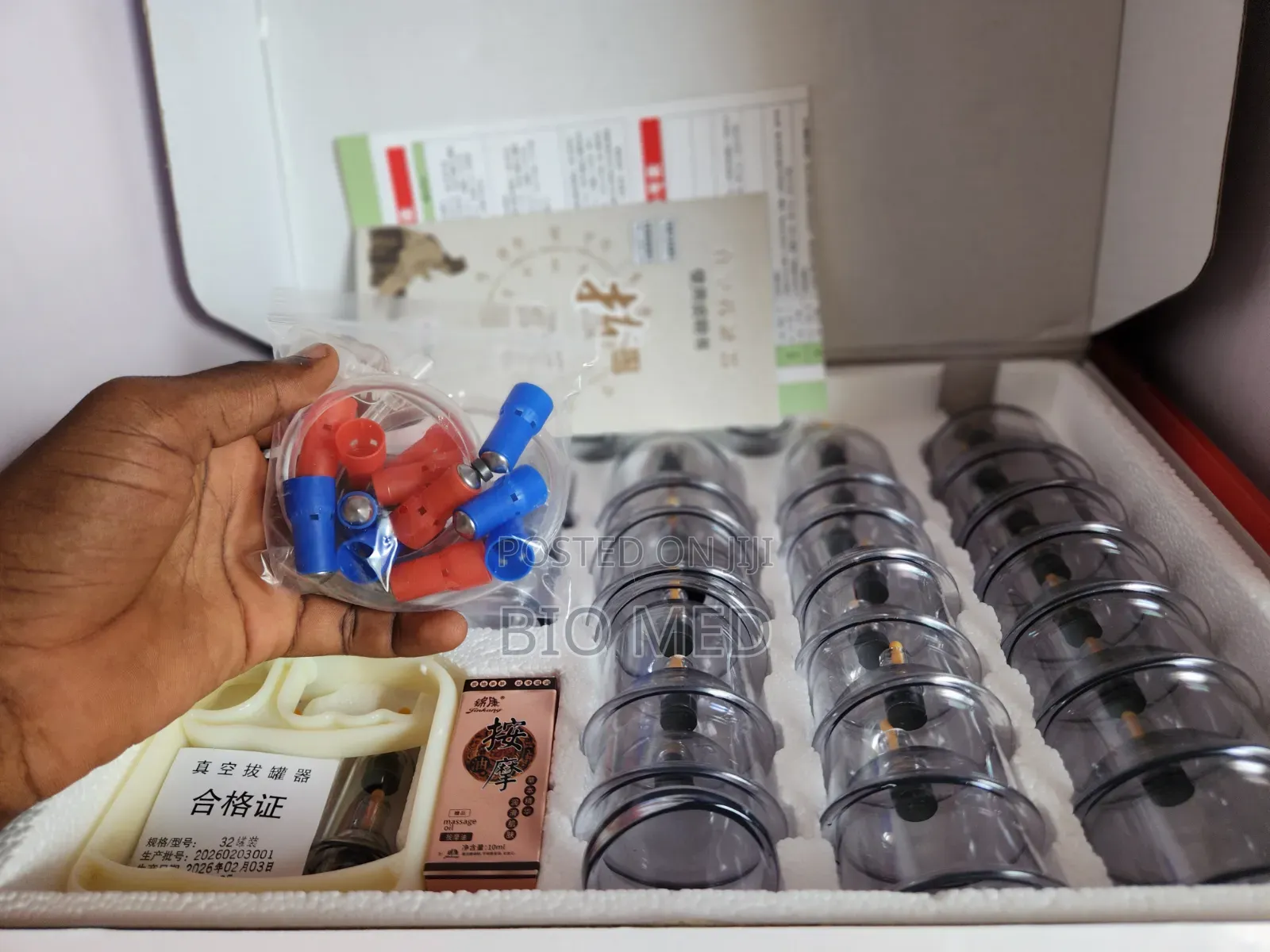 32pcs Vacuum Cupping Set – Complete Set With Hand Pump & Massage Oil