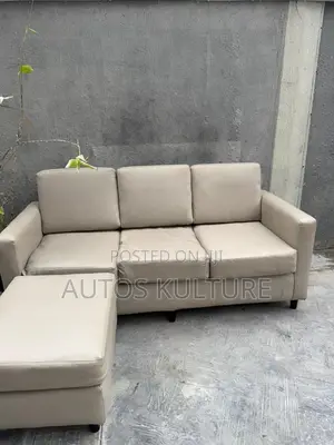 Beige / Cream Leather Sofa