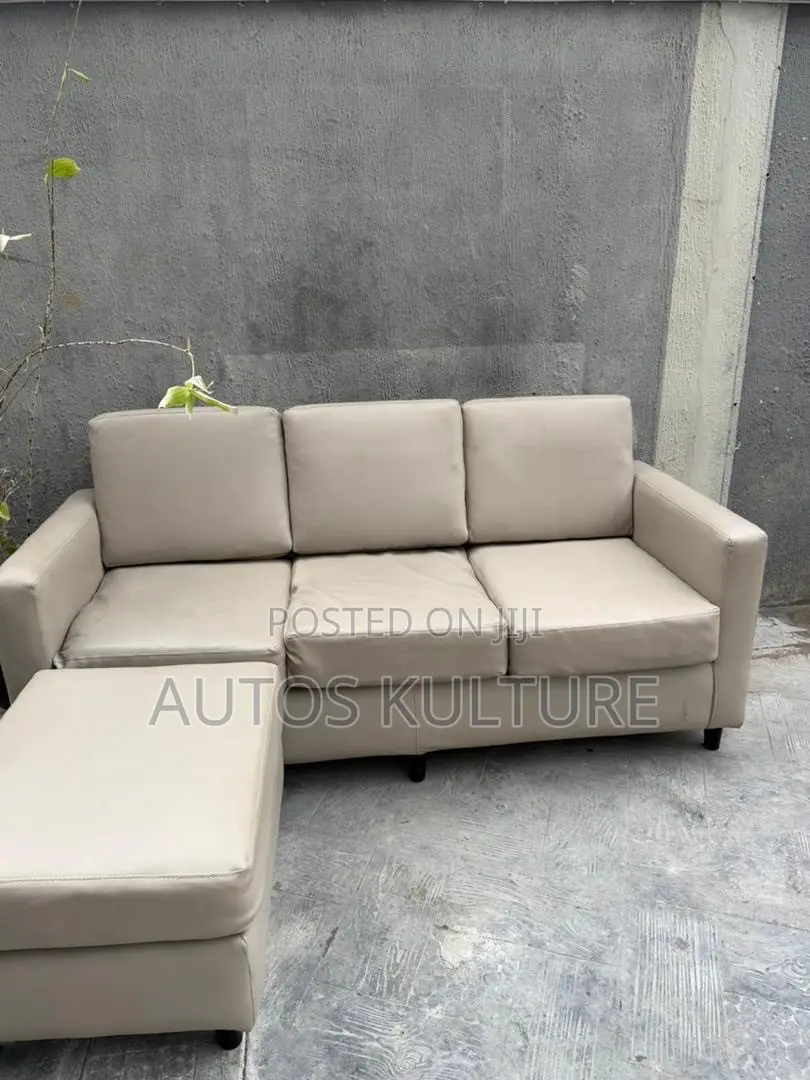 Beige / Cream Leather Sofa