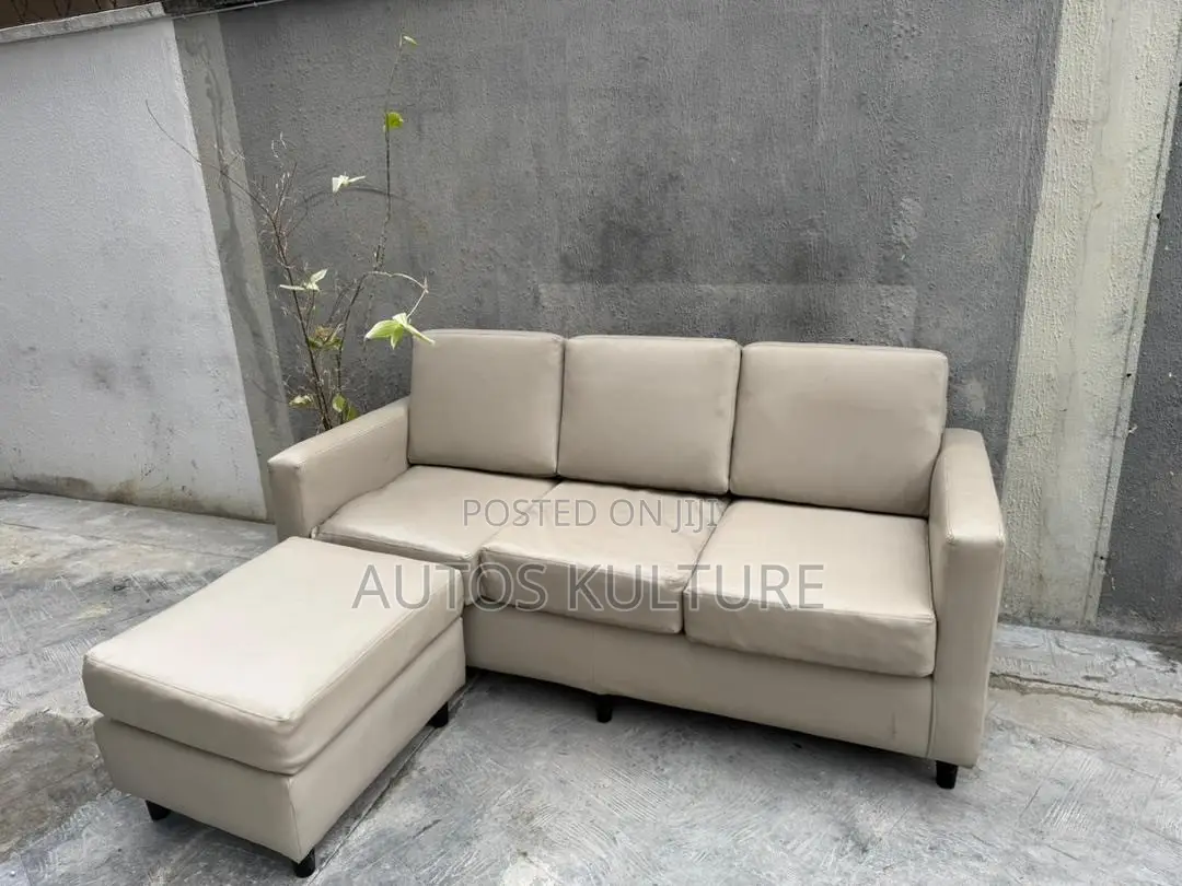 Beige / Cream Leather Sofa