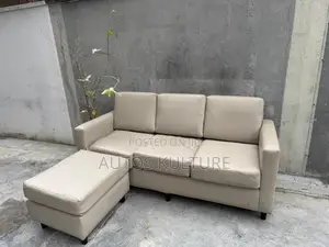 Beige / Cream Leather Sofa