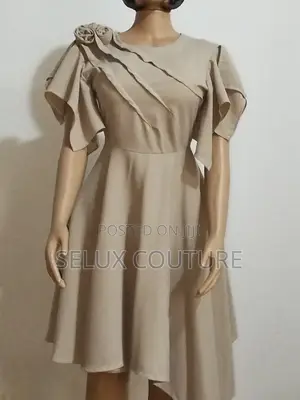 Blossoms Asymmetry Knee Length Dress