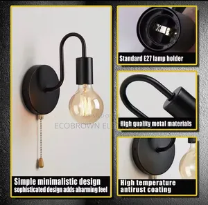 Nordic Industrial Wall Lamp Iron Black E27 Indoor Lighting Bedside