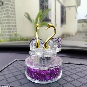 Solar-Powered Glass Swan Purple Decoration Woman Gift Car Accessories