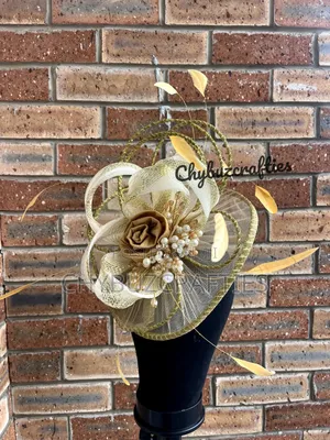 Gold Beaded Net Facinator