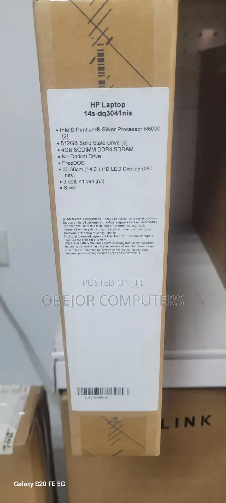 New Laptop HP 14S 4GB Intel SSD 512GB