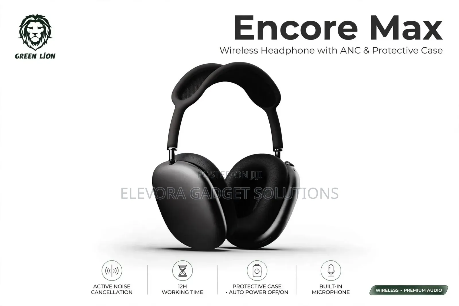 Green Lion Encore Max Wireless Headphone With ANC & Protective Case -
