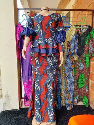Ankara Peplum Top With Flare Skirt and Headscarf