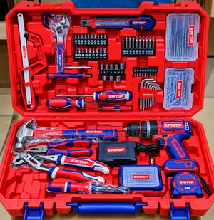EMTOP Complete Tool Kit With Cordless Drill | Professional Tool Box Se