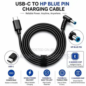 USB-C PD to HP Blue Tip Laptop Charging Cable 100W – 4.5mm X 3.0mm