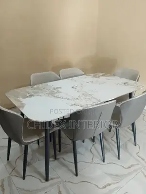 Classic Marble Dining Table 6 Chairs