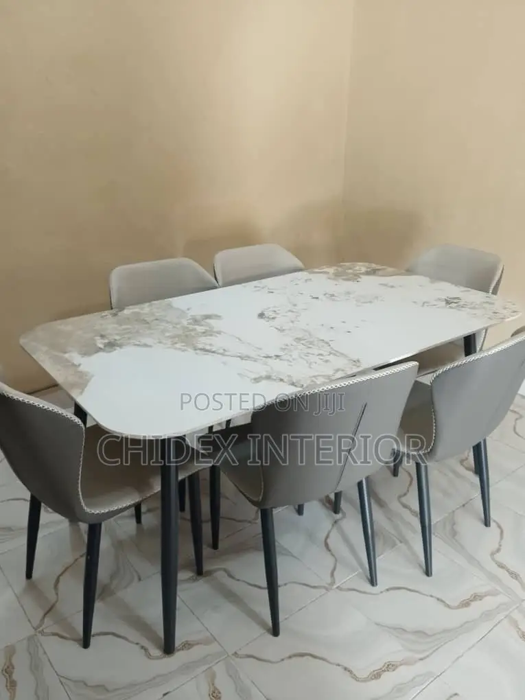Classic Marble Dining Table 6 Chairs