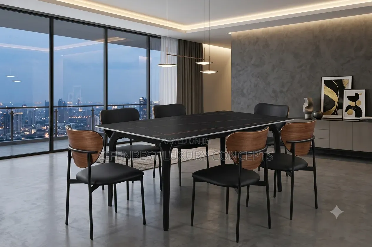 Luxury Rectangular Dinning Table With Six Chairs