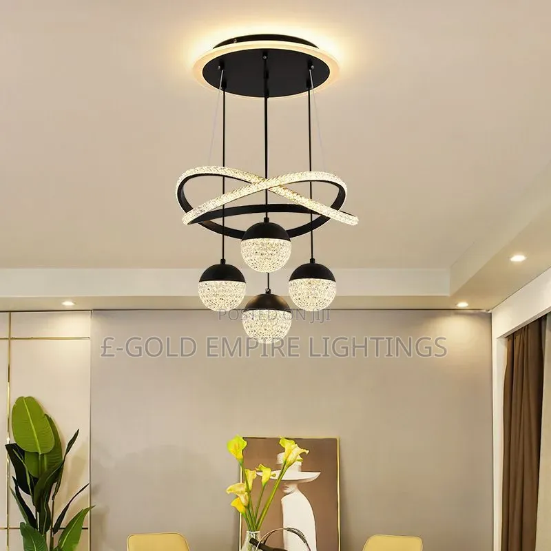 Modern Luxury LED Pendant Chandelier – 4 Light Ring Design