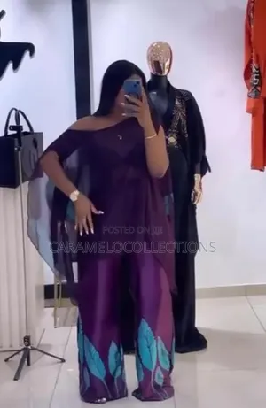 Elegant Purple 2-Piece Lace Top & Trouser Set | Ladies Native Wear