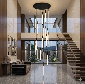 Luxury Modern LED Staircase Chandelier – Long Pendant Ceiling Light