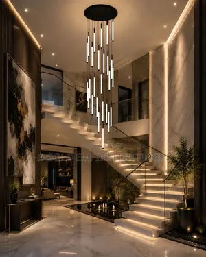 Luxury Modern LED Staircase Chandelier – Long Pendant Ceiling Light