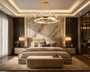 Gold Crown Chandelier - For Living Room, Master Bedroom, Hotel, Salon