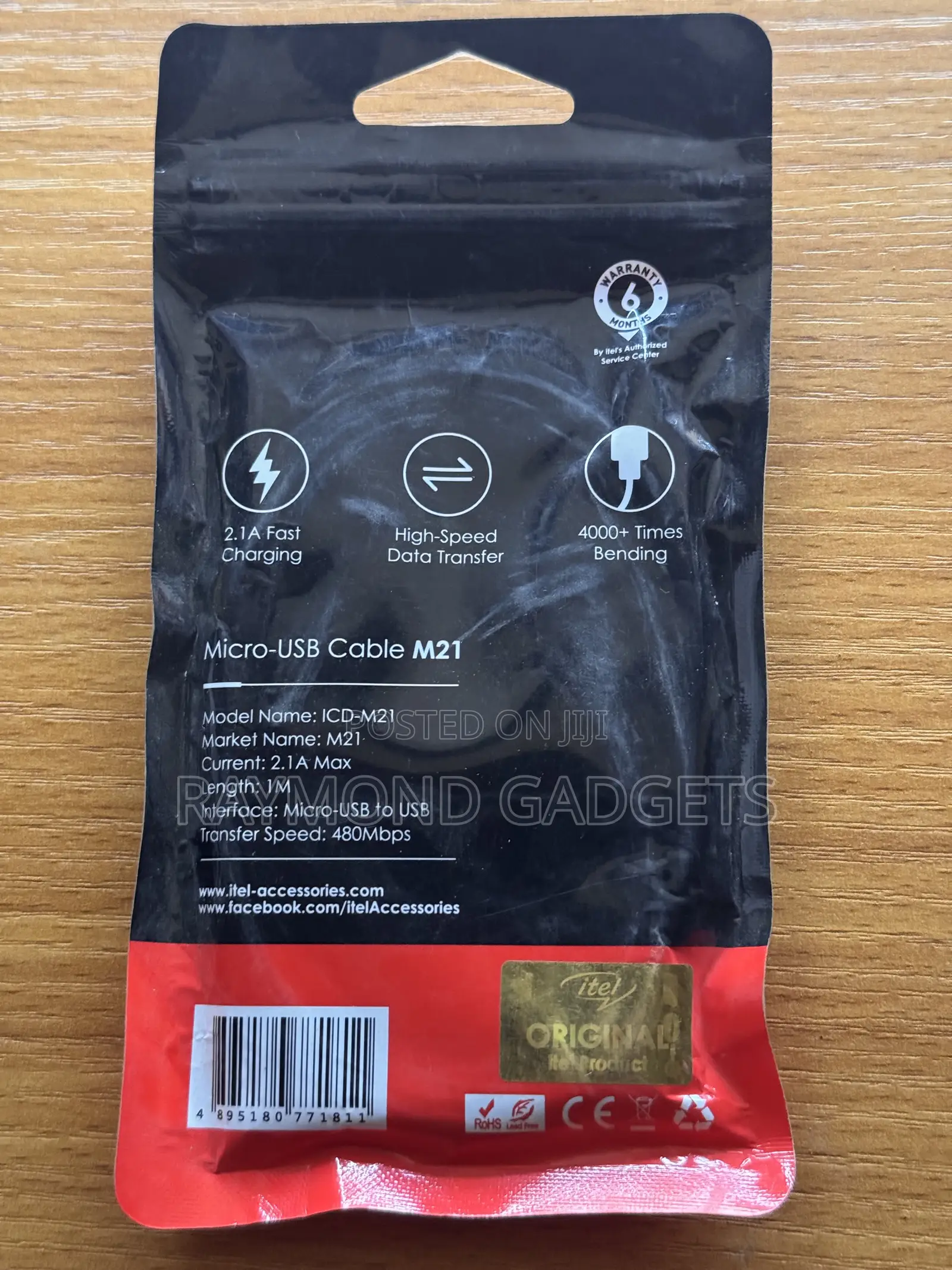 Itel M21 Micro USB Fast Charging Cable 2.1A – 1m