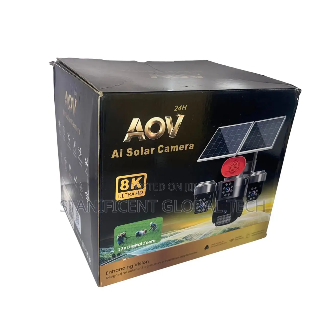 Optimax AOV Smart AI Four Lens Double Panel Solar Camera (Hi-Easy App)