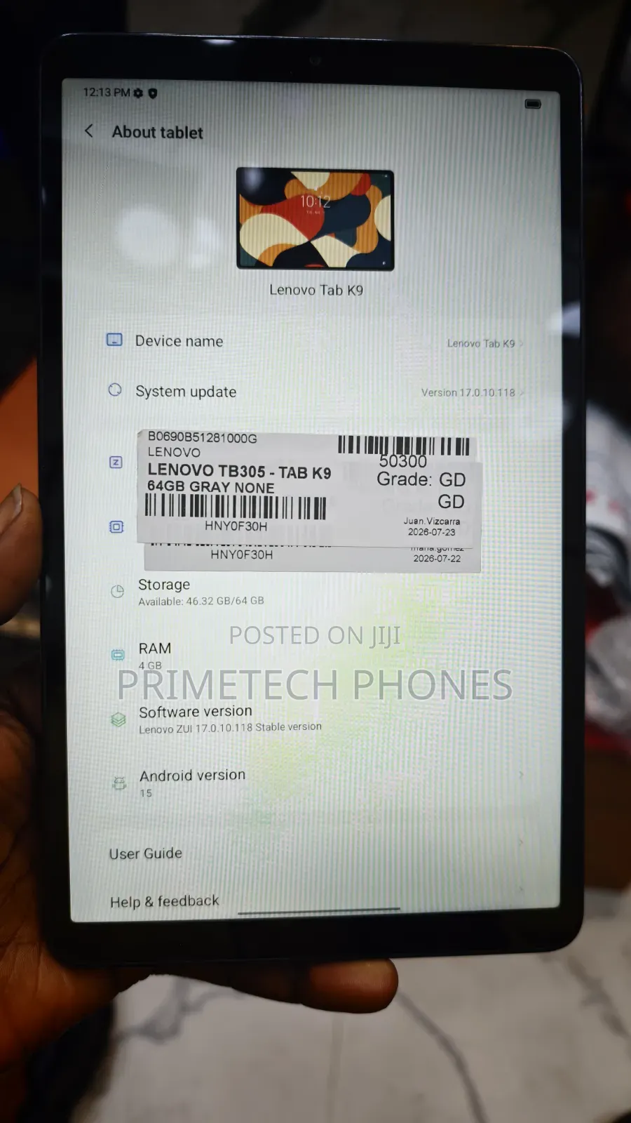 Lenovo Tab K10 64 GB Gray