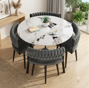 Luxury Round Contemporary Dinning/Restaurant Table With Four Chairs